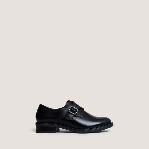 jonak Buckle derbies in glazed black leather ATLANTIS