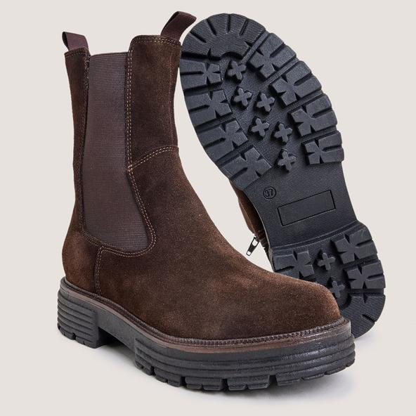 Jonak Chelsea Boots In Brown Split Leather ANTONELLE