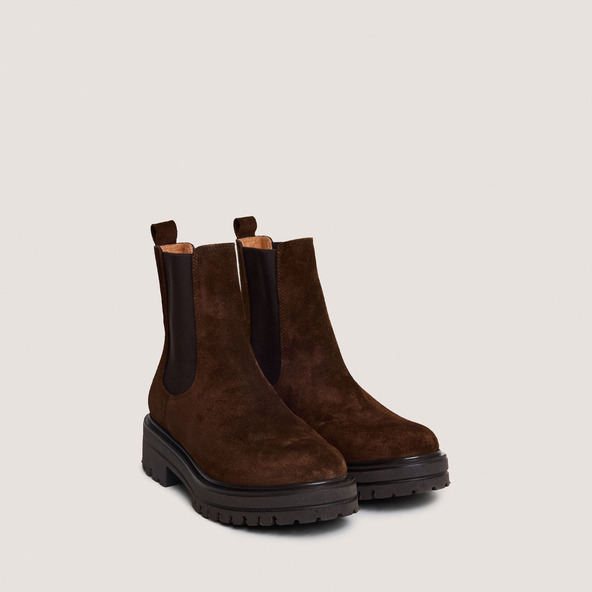 Jonak Chelsea Boots In Split Brown Leather AMANDINE
