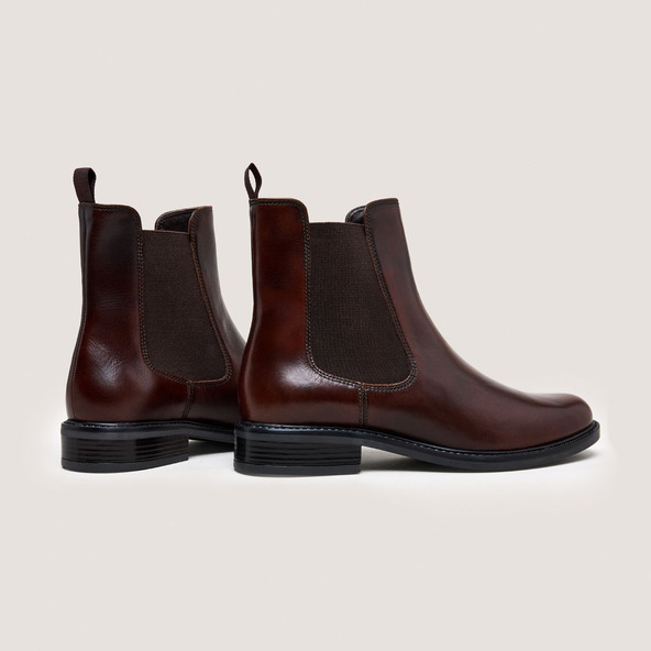 Jonak Chelsea Boots With Rounded Toe In Brushed Cognac Leather AUDRY