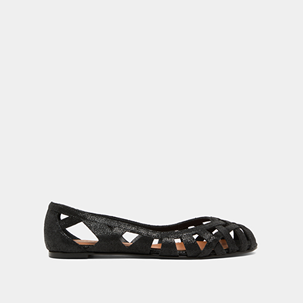 Jonak Cut-out Ballet Flats With Laminated Black Upper DERAY