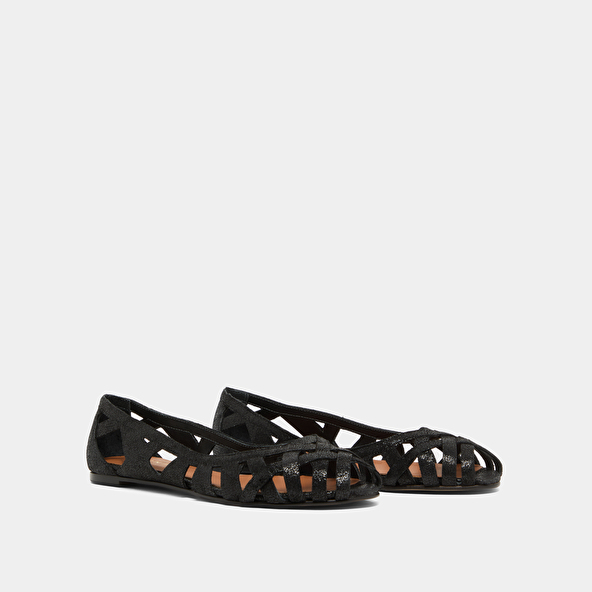 Jonak Cut-out Ballet Flats With Laminated Black Upper DERAY