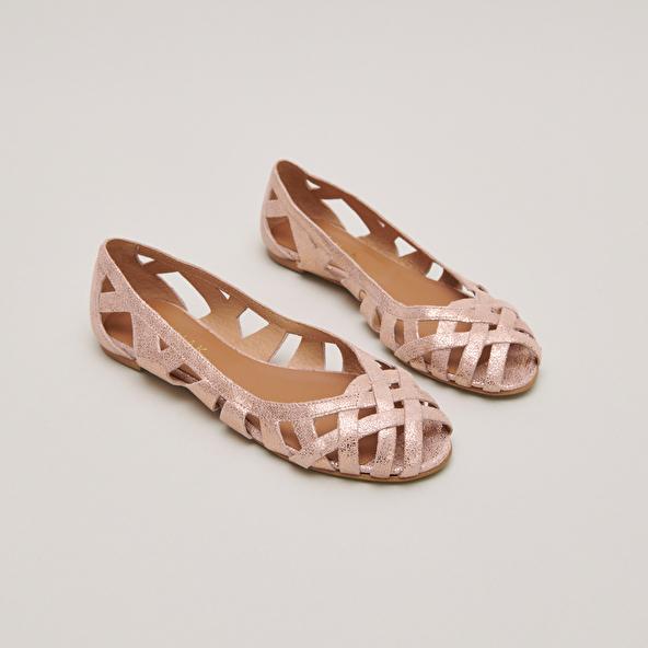 jonak Cut-out ballet flats with laminated copper upper DERAY