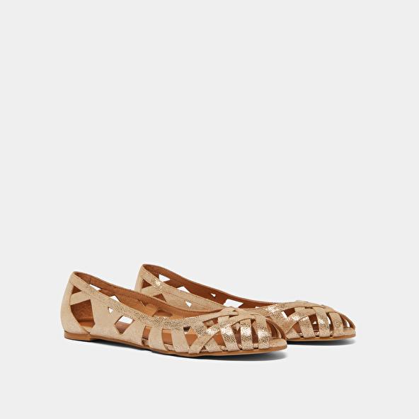 Jonak Cut-out Ballet Flats With Laminated Platinium Upper DERAY