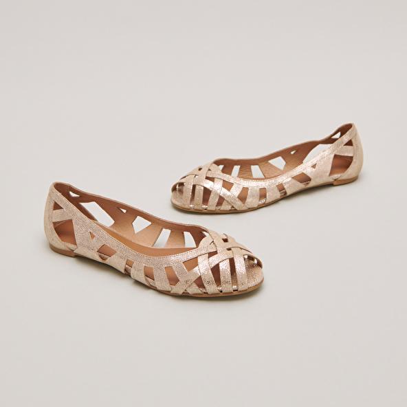 jonak Cut-out ballet flats with laminated platinium upper DERAY