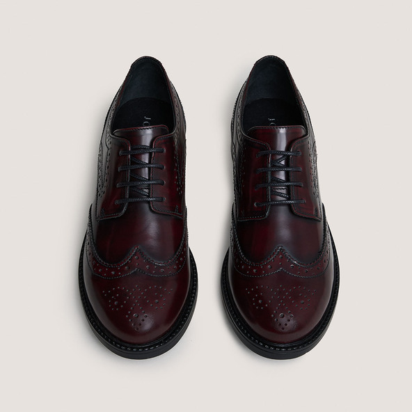jonak Cut-out derbies in glazed burgundy leather ALTITUDE