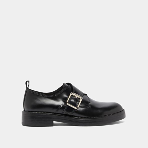 Jonak Derbies à Boucles Ajustables In Black Glazed Leather ARCHIBALD