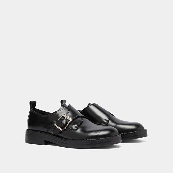 Jonak Derbies à Boucles Ajustables In Black Glazed Leather ARCHIBALD