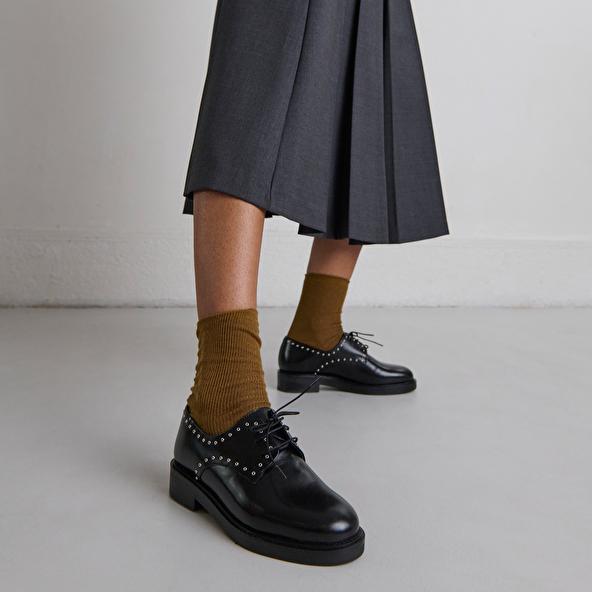 jonak Derbies à détails argentés in black leather DAHO