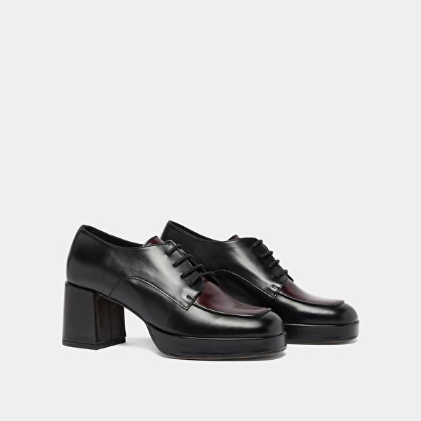 Jonak Derbies à Talons In Black And Burgundy Leather VIVALDI