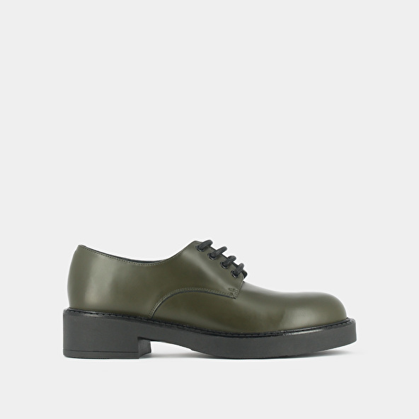 Jonak Derbies With Laces And Thick Sole In Khaki Glazed Leather DIDON