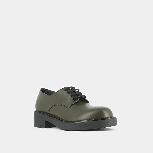 Jonak Derbies With Laces And Thick Sole In Khaki Glazed Leather DIDON