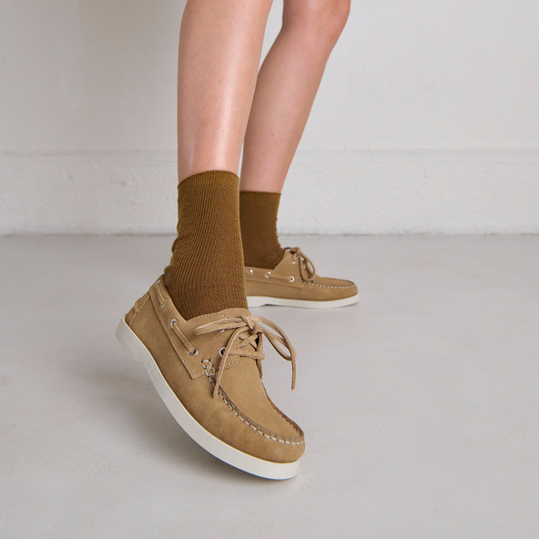 Jonak Derbies With Thick Laces And Topstitching In Beige Crust OMBELINE