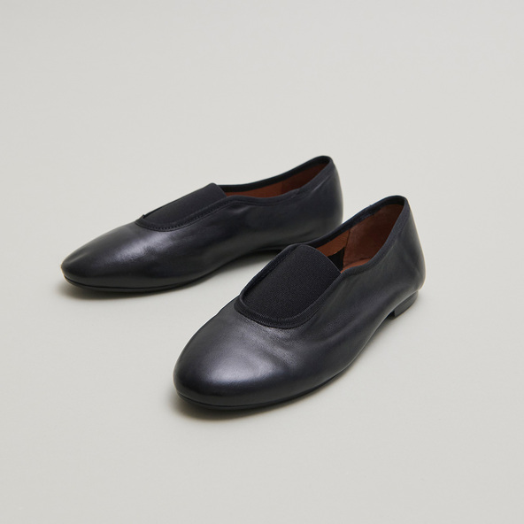 jonak Elastics ballet flats in black leather and black textile DABO