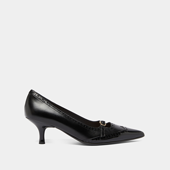 Jonak Escarpins à Brides Et Détails Perforés In Black Patent And Black Leather DALTA