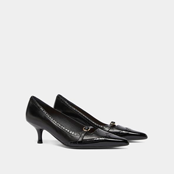 Jonak Escarpins à Brides Et Détails Perforés In Black Patent And Black Leather DALTA
