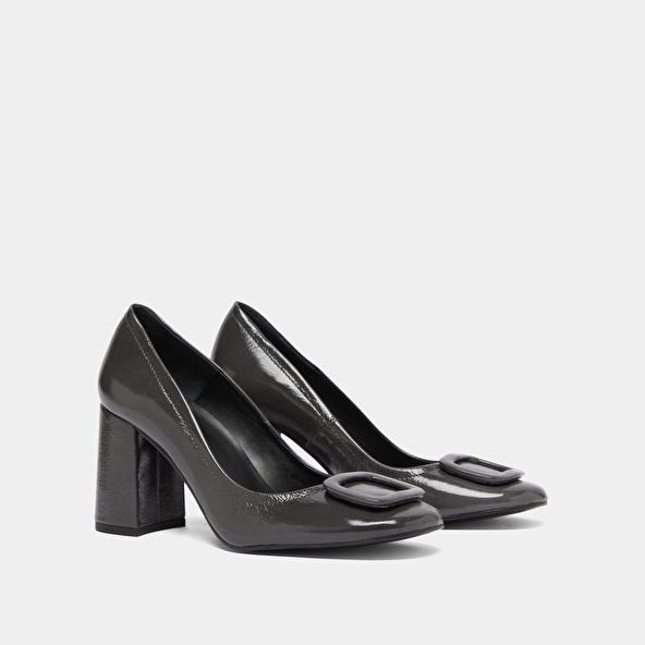 Jonak Escarpins Avec Boucles In Grey Shiny Leather BISOU