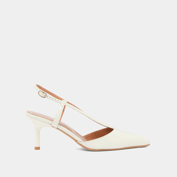 Jonak Escarpins Slingbacks à Bouts Pointus In Pearl Varnish DUO