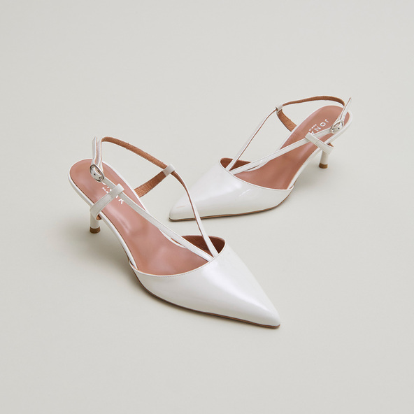 Jonak Escarpins Slingbacks à Bouts Pointus In Pearl Varnish DUO