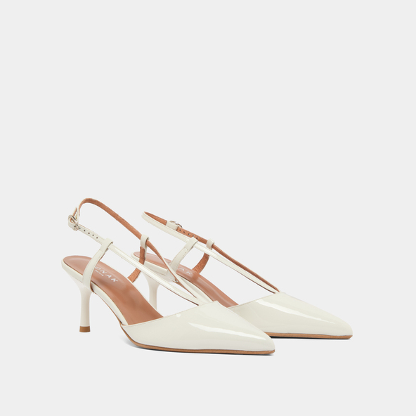 Jonak Escarpins Slingbacks à Bouts Pointus In Pearl Varnish DUO