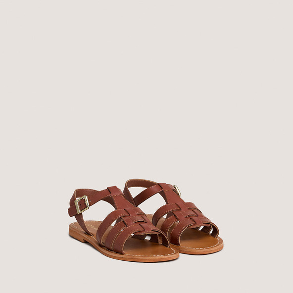 Jonak Flat Braided Sandals In Cognac Leather WINNIE
