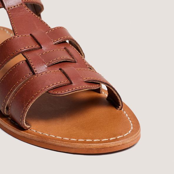 Jonak Flat Braided Sandals In Cognac Leather WINNIE