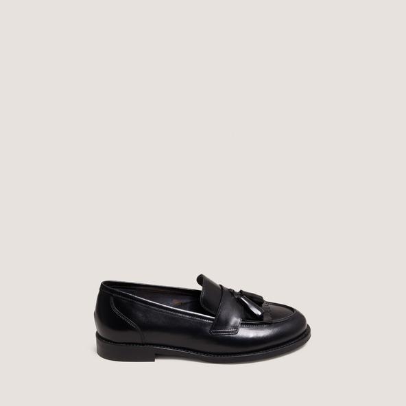 Jonak Flat Heel Loafers With Tassels In Black Leather DIE