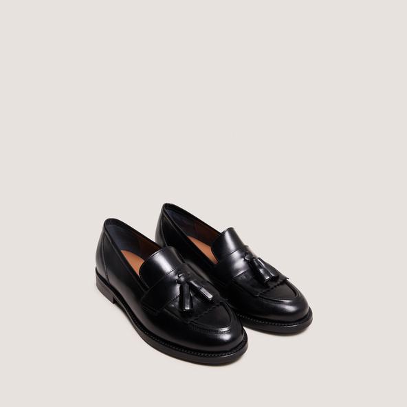 Jonak Flat Heel Loafers With Tassels In Black Leather DIE