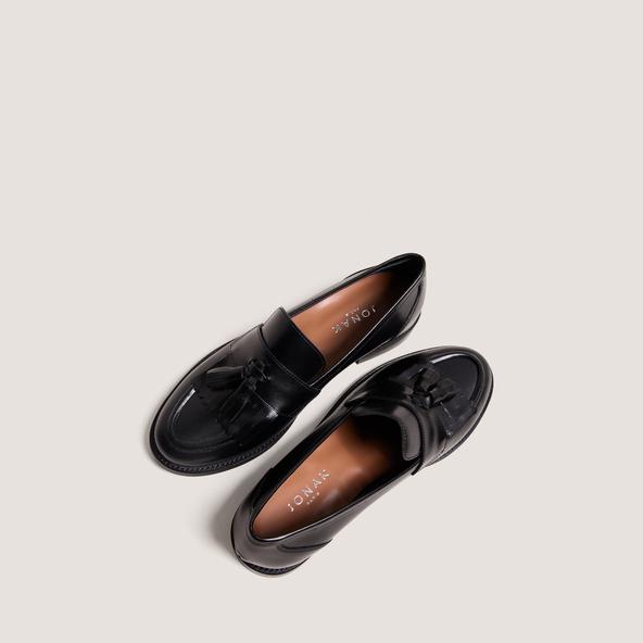 jonak Flat heel loafers with tassels in black leather DIE