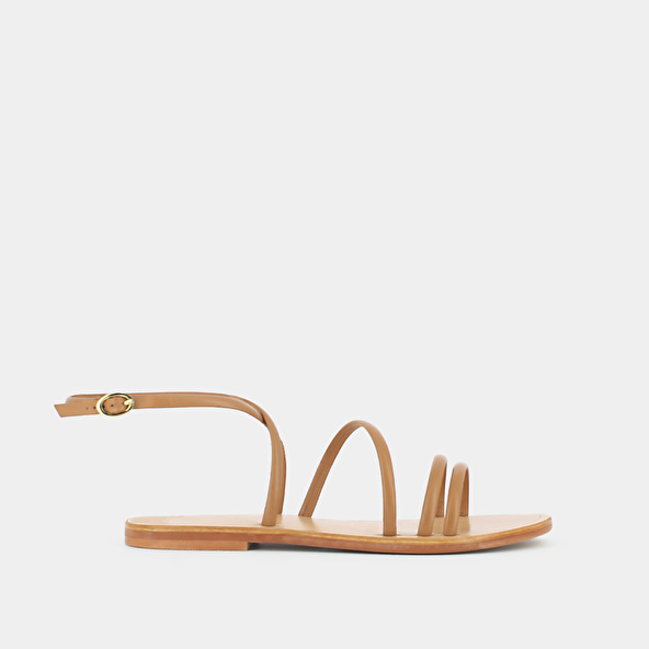 Jonak Flat Sandals With Straps In Camel Leather APOLLINE