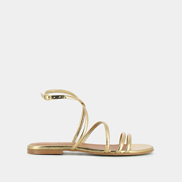 Jonak Flat Strappy Sandals And Straps In Platinum Metallic Leather APOLLINE