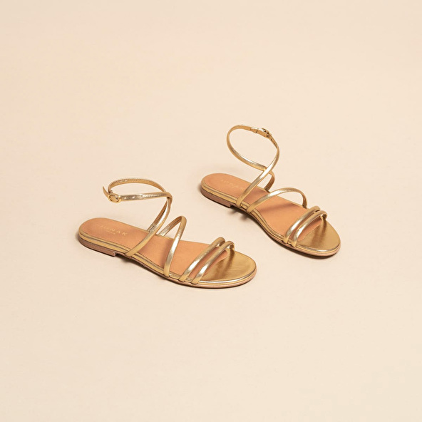 Jonak Flat Strappy Sandals And Straps In Platinum Metallic Leather APOLLINE