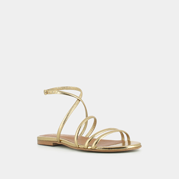Jonak Flat Strappy Sandals And Straps In Platinum Metallic Leather APOLLINE
