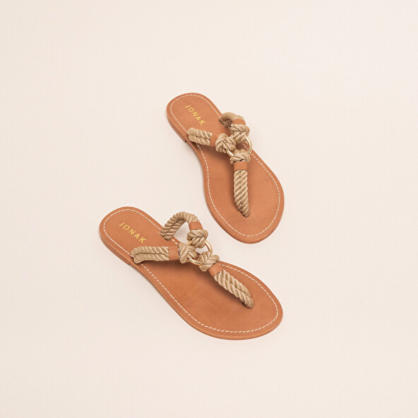 Jonak Flip-flop Style Sandals With Loop In Beige Rope WILD