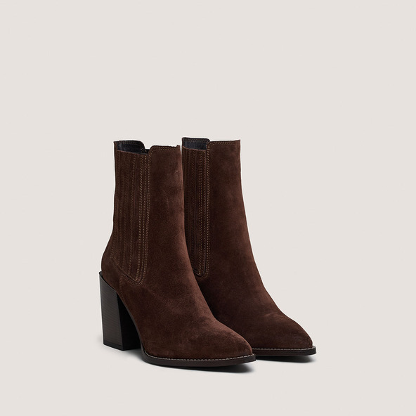 Jonak Gathered Boots With Heel In Brown Suede PERLINE
