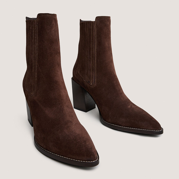 Jonak Gathered Boots With Heel In Brown Suede PERLINE
