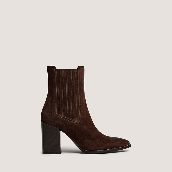 jonak Gathered boots with heel in brown suede PERLINE
