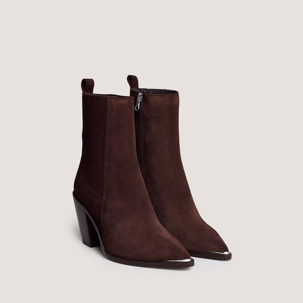 Jonak Gathered Boots With Heel In Chocolate Brown Suede BASAMA