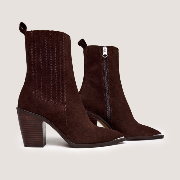 jonak Gathered Boots with Heel in chocolate brown suede BASAMA jonak Gathered Boots with Heel in chocolate brown suede BASAMA