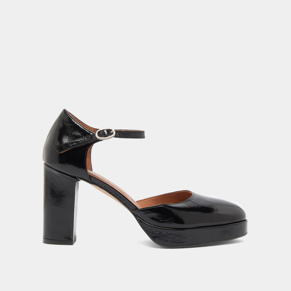 Jonak Heeled And Platforms Mary Jane In Black Pleated Varnish VOLARE