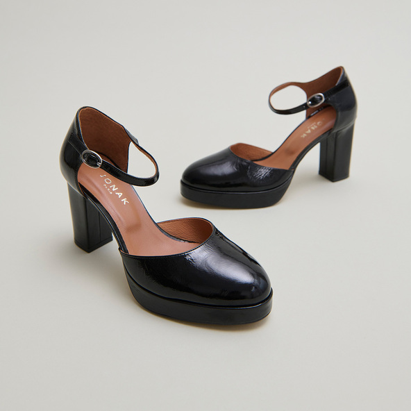 Jonak Heeled And Platforms Mary Jane In Black Pleated Varnish VOLARE
