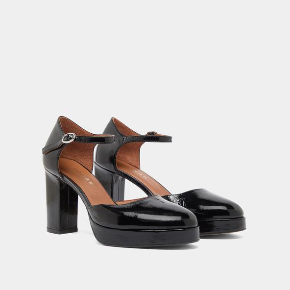 Jonak Heeled And Platforms Mary Jane In Black Pleated Varnish VOLARE