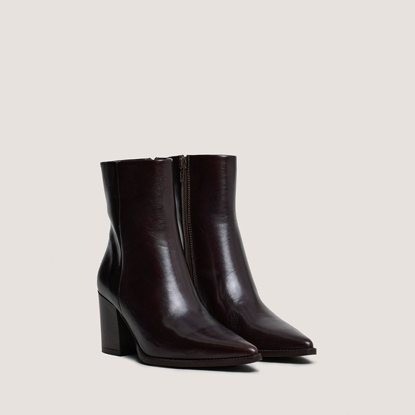 Jonak Heeled Ankle Boots In Dark Brown Leather PRIDE