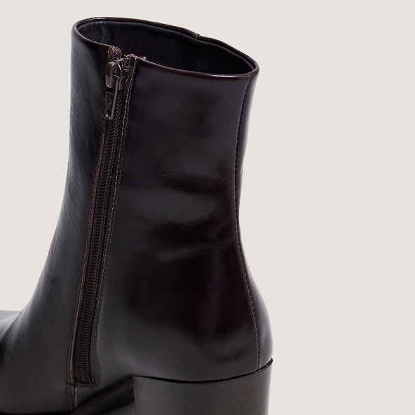 Jonak Heeled Ankle Boots In Dark Brown Leather PRIDE