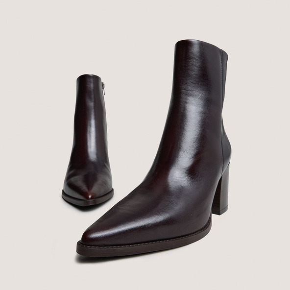 Jonak Heeled Ankle Boots In Dark Brown Leather PRIDE