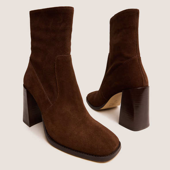 Jonak Heeled Ankle Boots With Square Toe In Brown Suede VIDAL