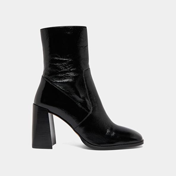 Jonak Heeled Ankle Boots With Square Toes In Black Shiny Leather VIDAL