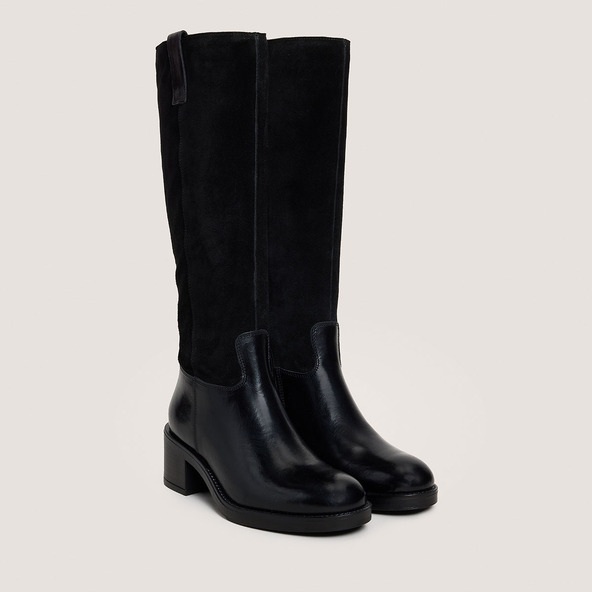 Jonak Heeled Boots In Black Leather And Suede CLAIRE
