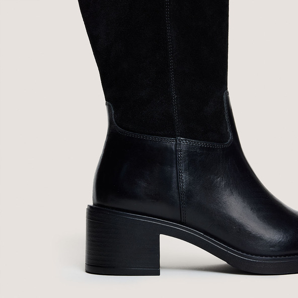 Jonak Heeled Boots In Black Leather And Suede CLAIRE