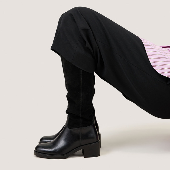 jonak Heeled boots in black leather and suede CLAIRE